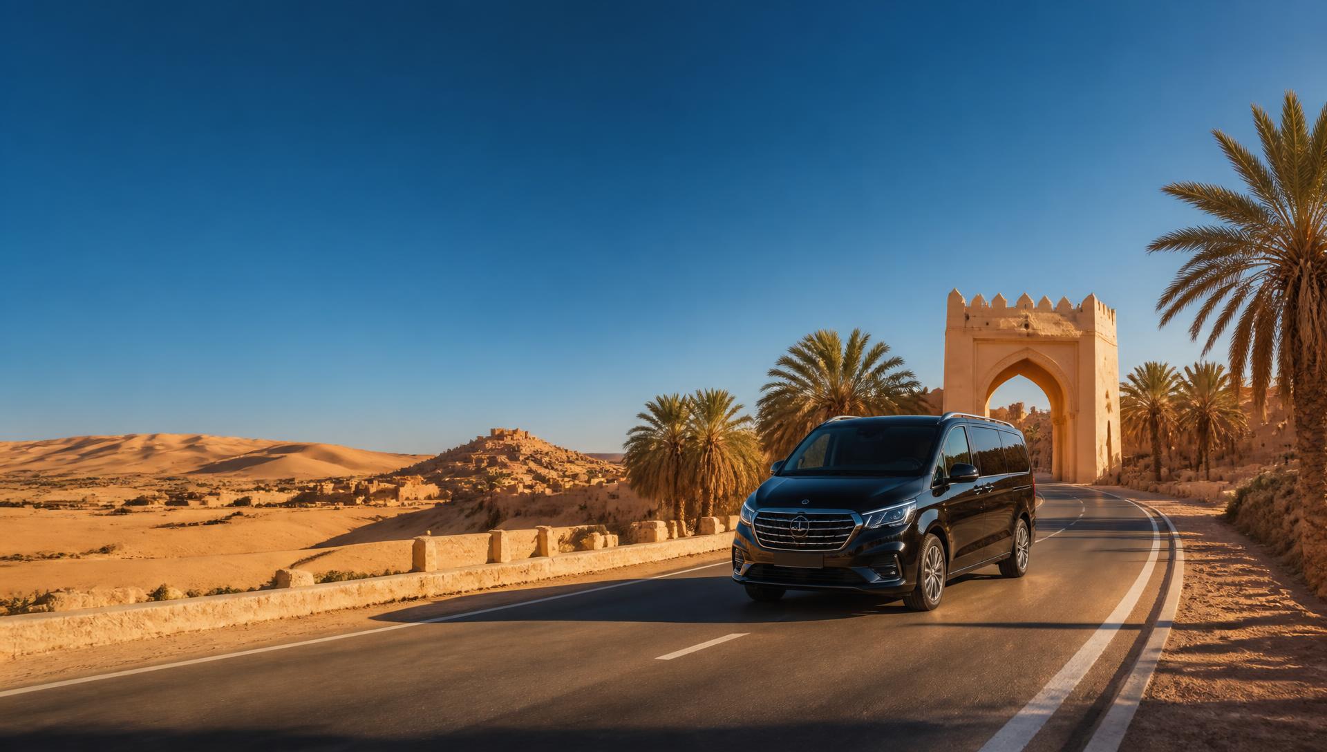 Véhicule privé T.T.Z traversant le sud tunisien